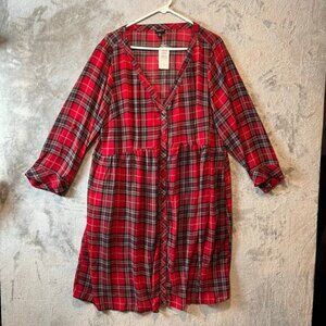 Torrid Mini Chiffon Button Front Shirtdress Size 2X Plaid Christmas New